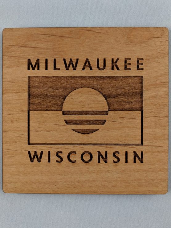 Milwaukee Flag Coaster Set - Engraved - Image 2