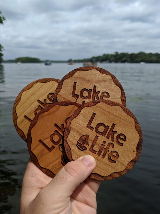 Lake Life Coaster Set on Okauchee Lake